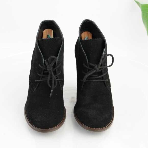 Lucky Brand Womens Yamene Boots Size 7.5 Black Suede Lace Up Wedge Heel Booties - Picture 11 of 13